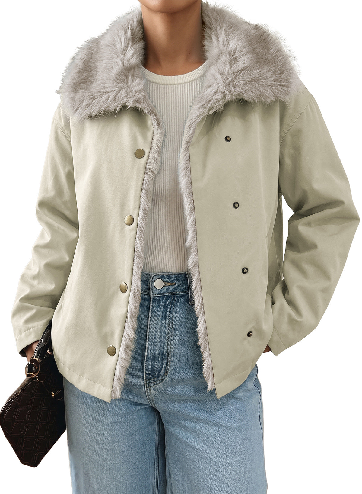 Faux Fur Detachable Oversized Cotton Jacket