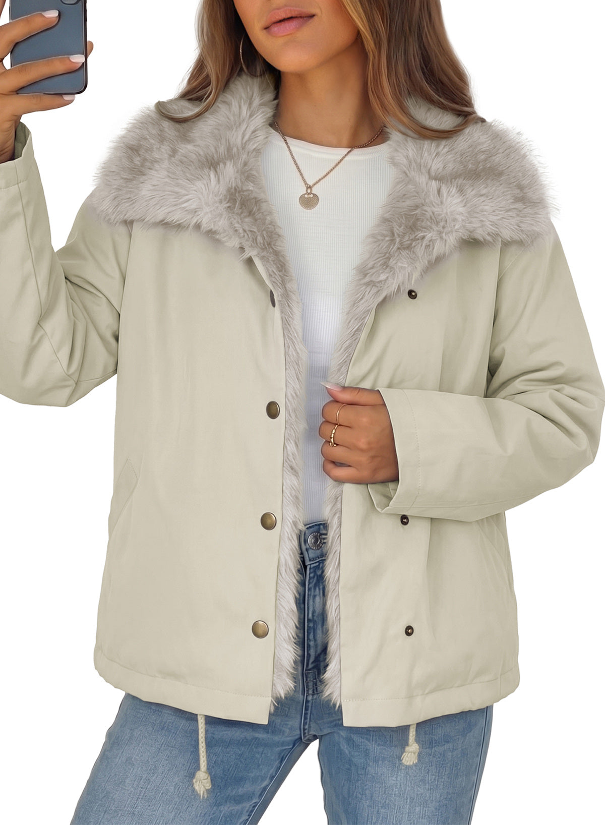 Faux Fur Detachable Oversized Cotton Jacket