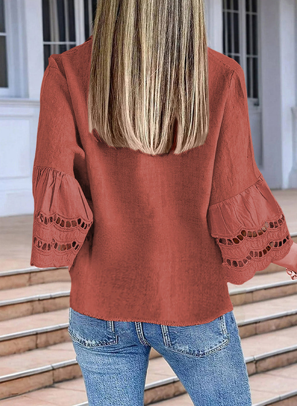 Dokotoo Womens Half Sleeve Hollow Out Ruffle Shirts 2026 Fall Tops Blouses