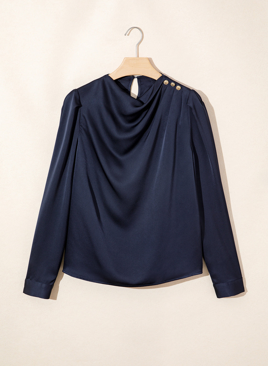 Dokotoo Womens Satin Blouses Dressy Casual Long Sleeve Mock Neck Tops Shirts