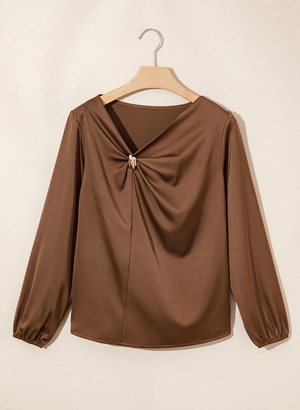 Dokotoo Womens Shirts Long Sleeve Dressy Casual V Neck Satin Top
