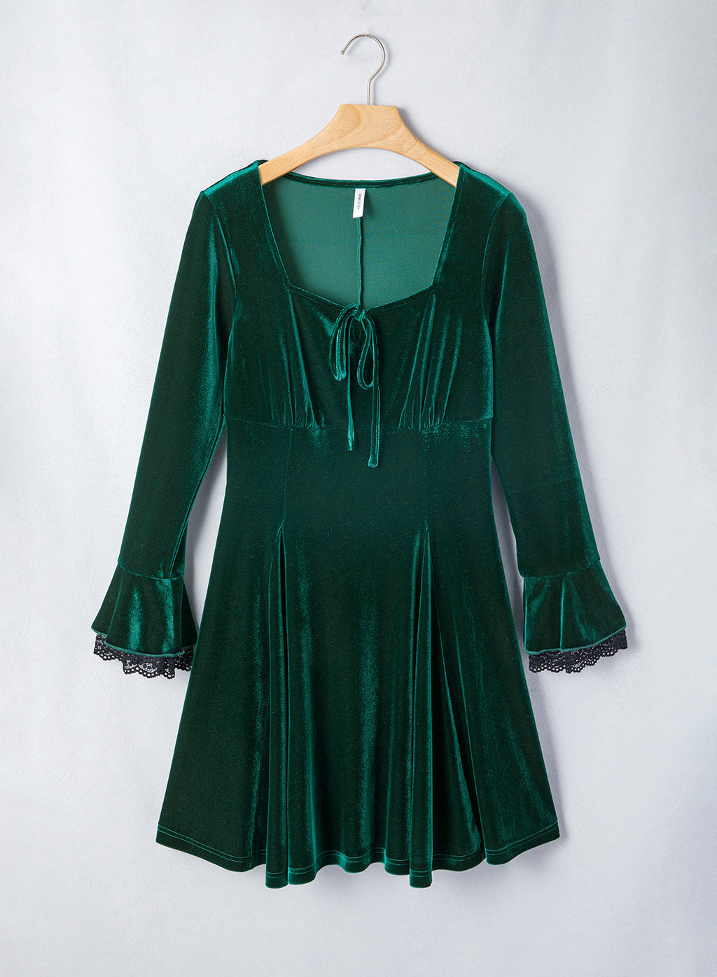 Dokotoo Womens Fall Dresses Lace Long Sleeve Velvet Dress