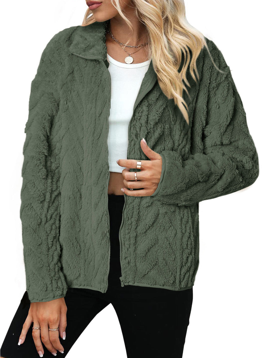 Dokotoo Winter Fleece Jacket for Women 2026 Zipper Casual Coat with Pockets