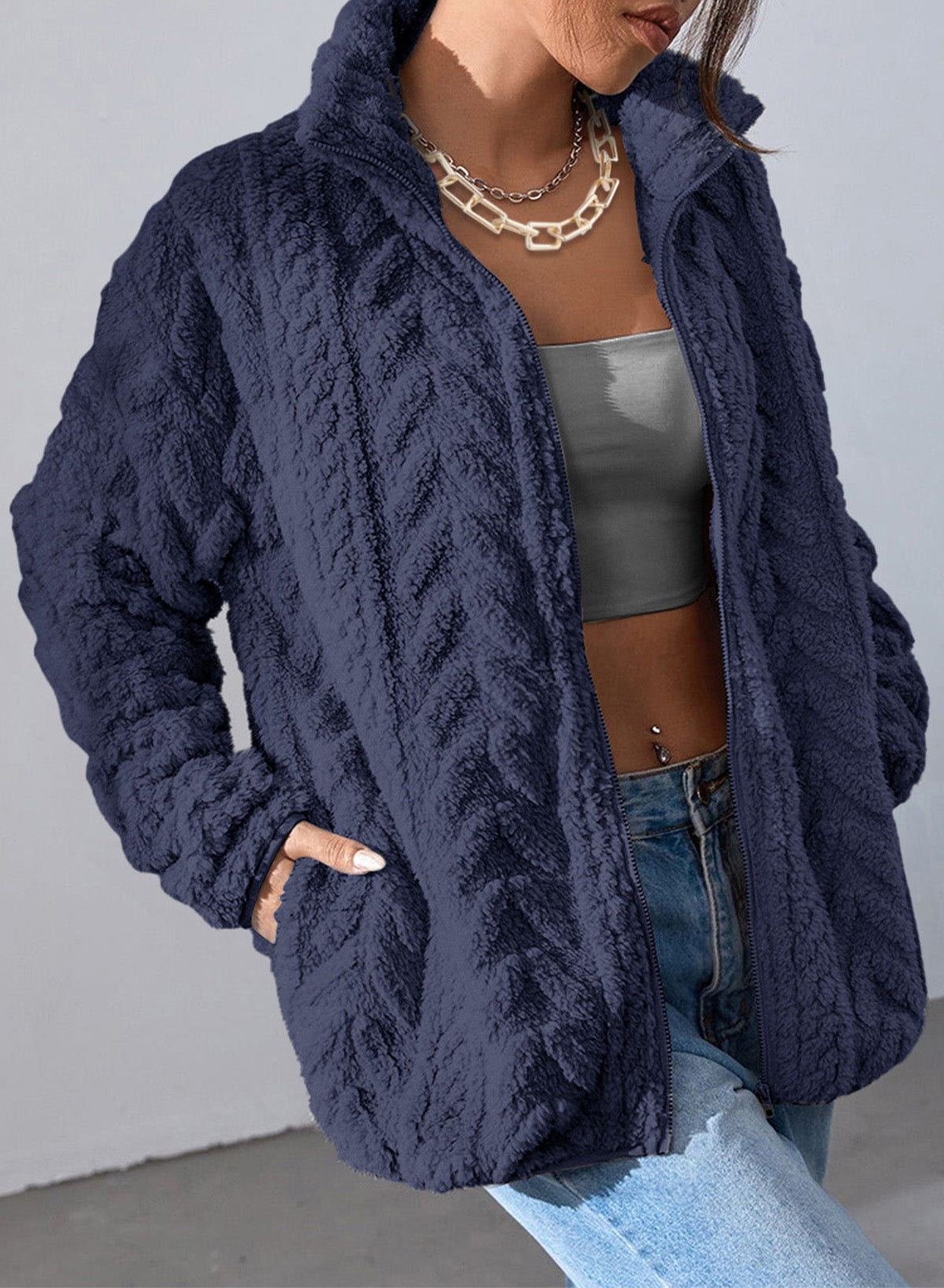 Dokotoo Winter Fleece Jacket for Women 2026 Zipper Casual Coat with Pockets