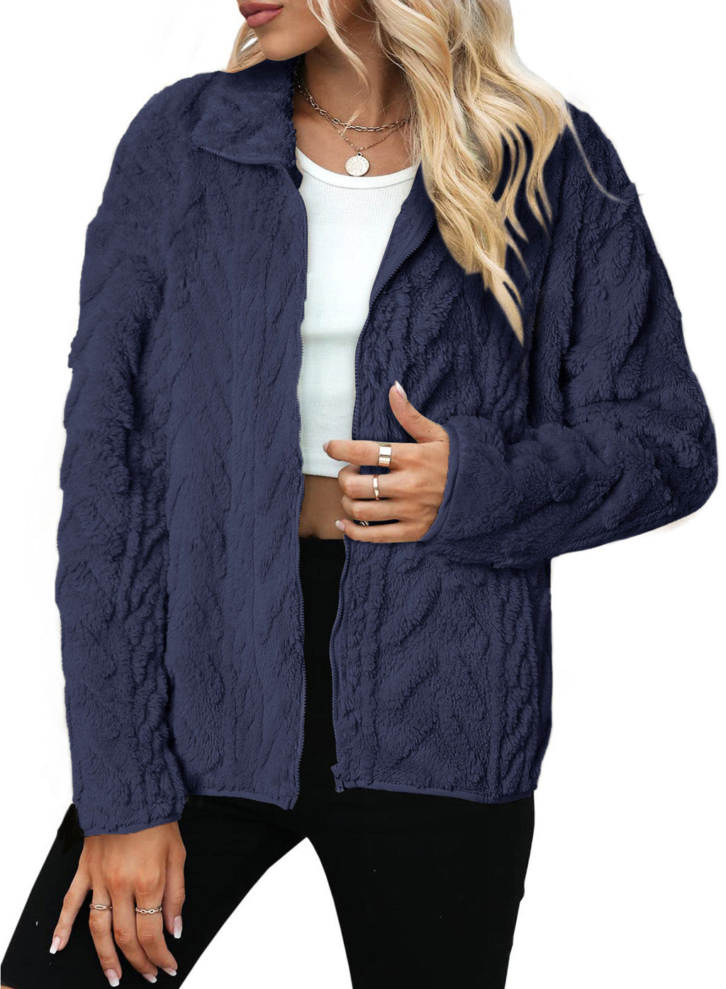 Dokotoo Winter Fleece Jacket for Women 2026 Zipper Casual Coat with Pockets