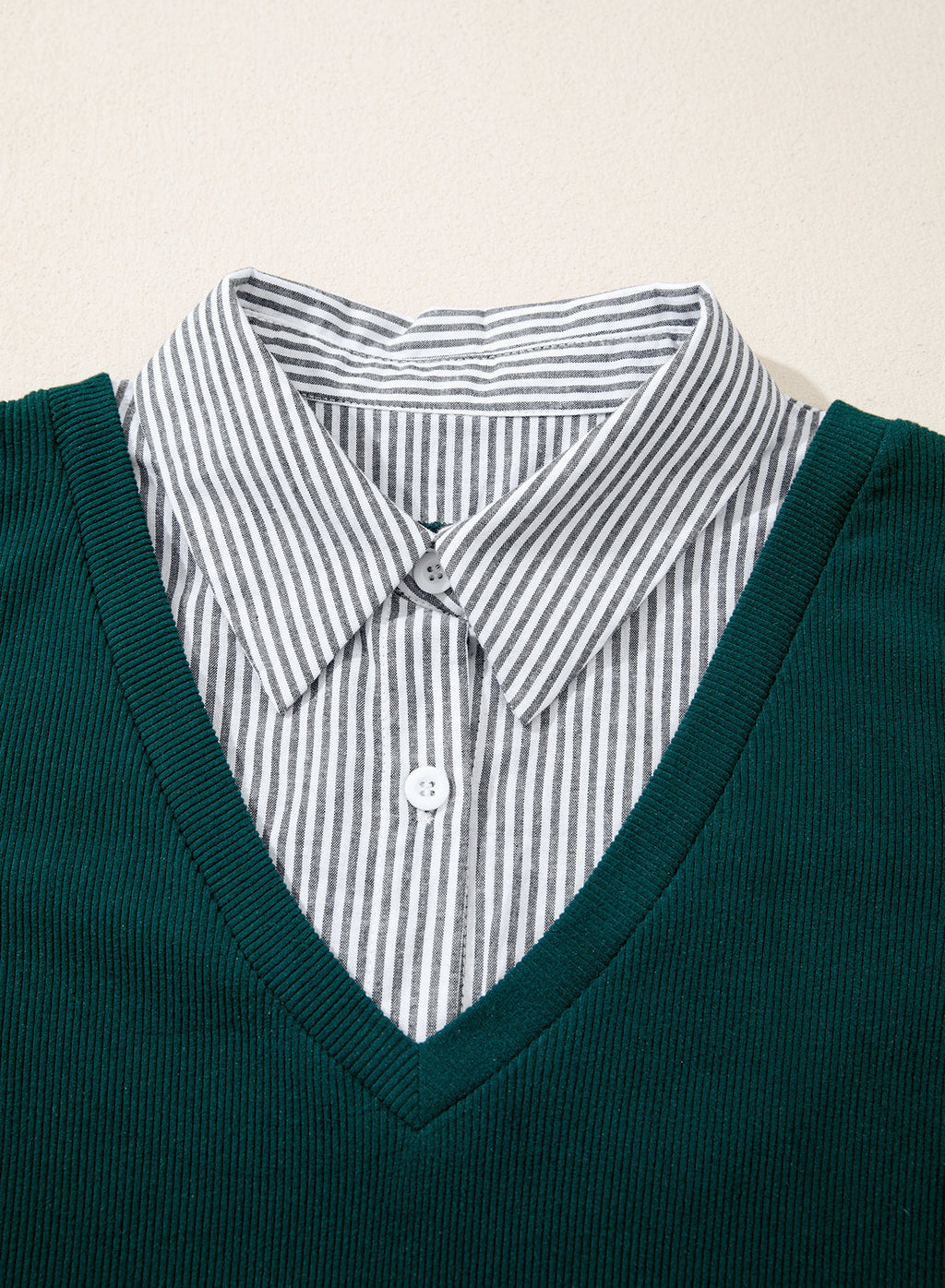 Dokotoo Womens Long Sleeve Polo Shirts Striped Collar Ribbed Knit Fit Tops