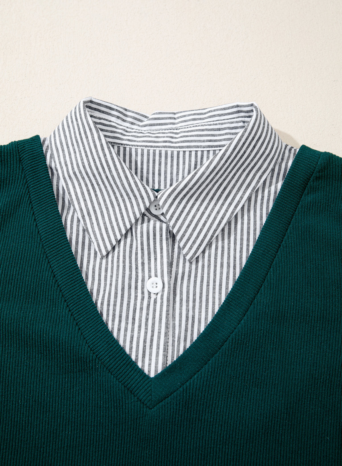 Dokotoo Womens Long Sleeve Polo Shirts Striped Collar Ribbed Knit Fit Tops