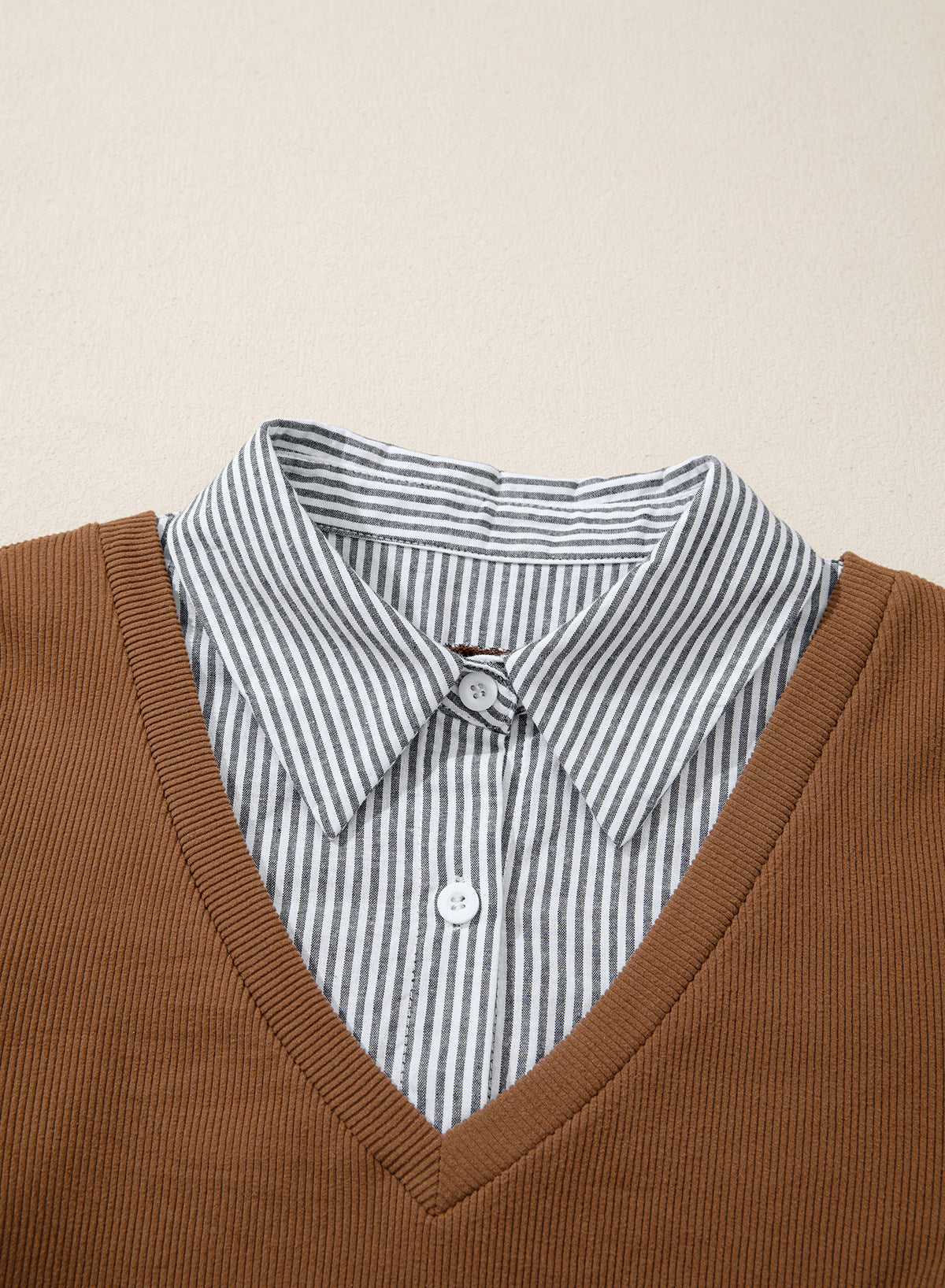 Dokotoo Womens Long Sleeve Polo Shirts Striped Collar Ribbed Knit Fit Tops
