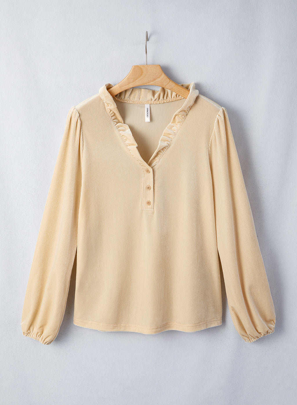 Dokotoo Womens Tops Ruffle V Neck Button Long Sleeve Shirts for Women