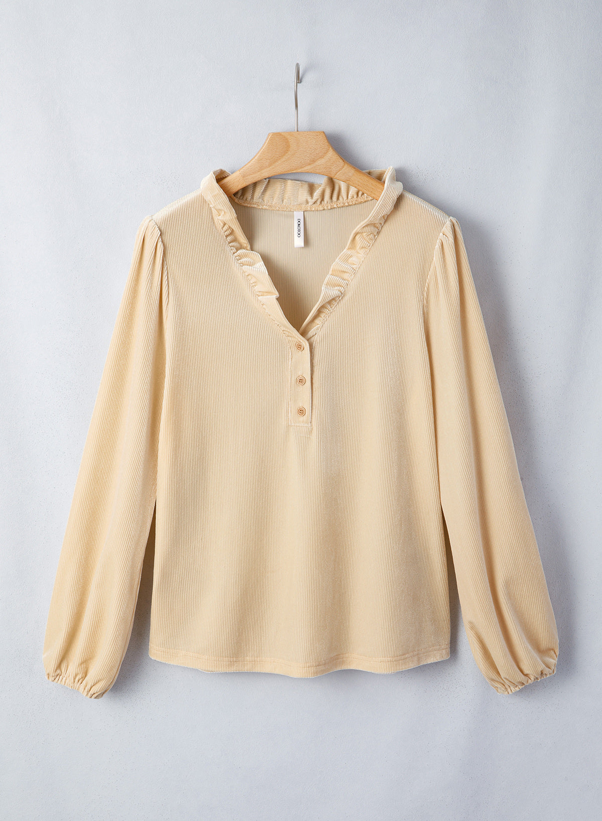 Dokotoo Womens Tops Ruffle V Neck Button Long Sleeve Shirts for Women