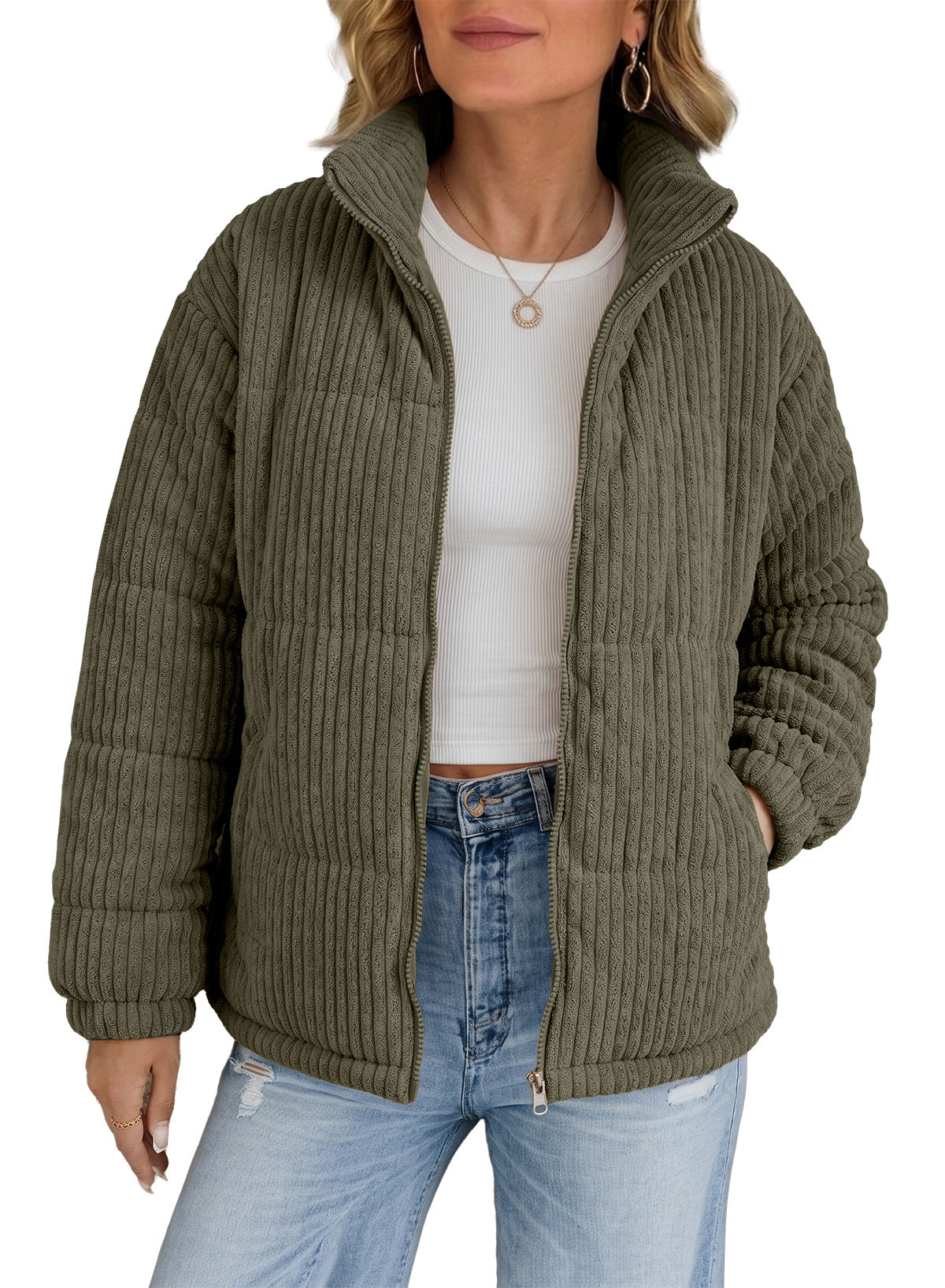 Corduroy Padded Coat In Fall/Winter