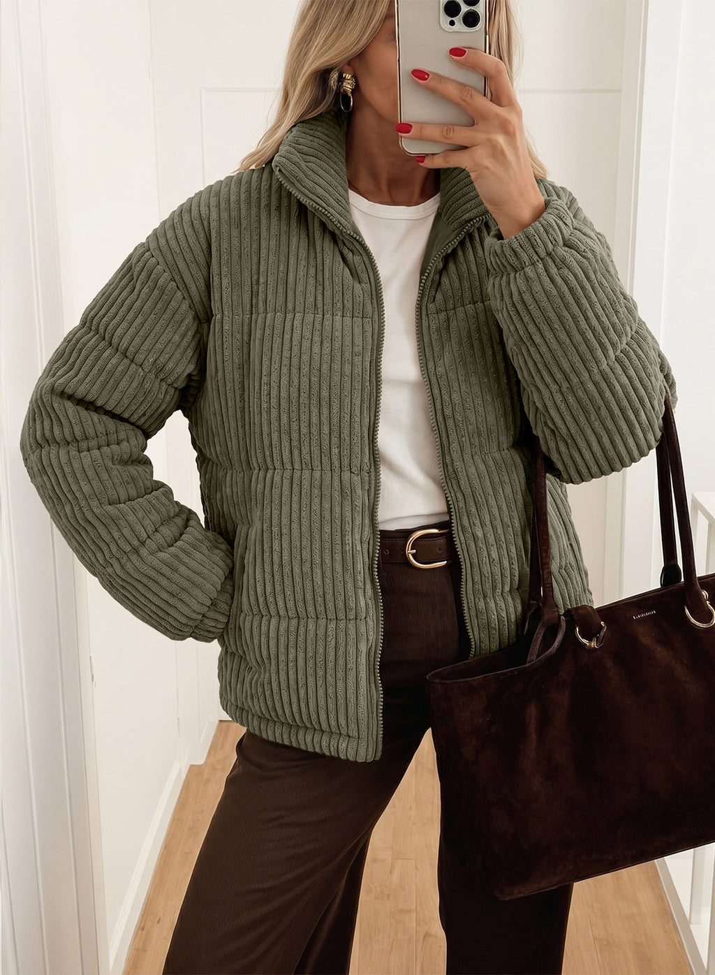 Corduroy Padded Coat In Fall/Winter