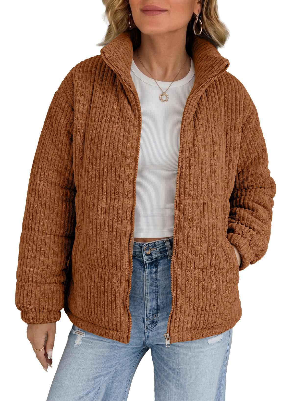 Corduroy Padded Coat In Fall/Winter