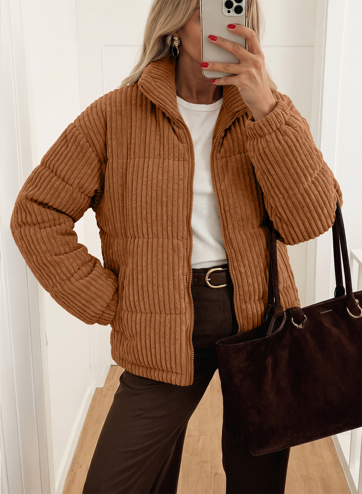Corduroy Padded Coat In Fall/Winter