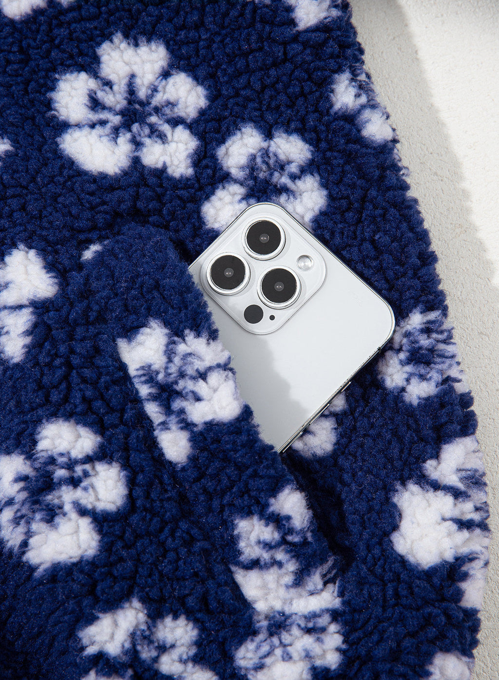 Zip Front Floral Sherpa Fleece Jacket
