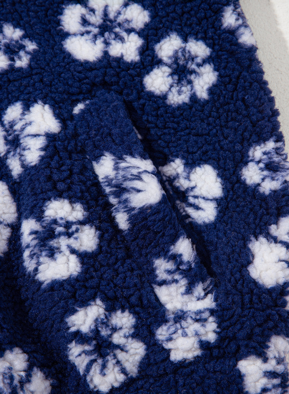 Zip Front Floral Sherpa Fleece Jacket