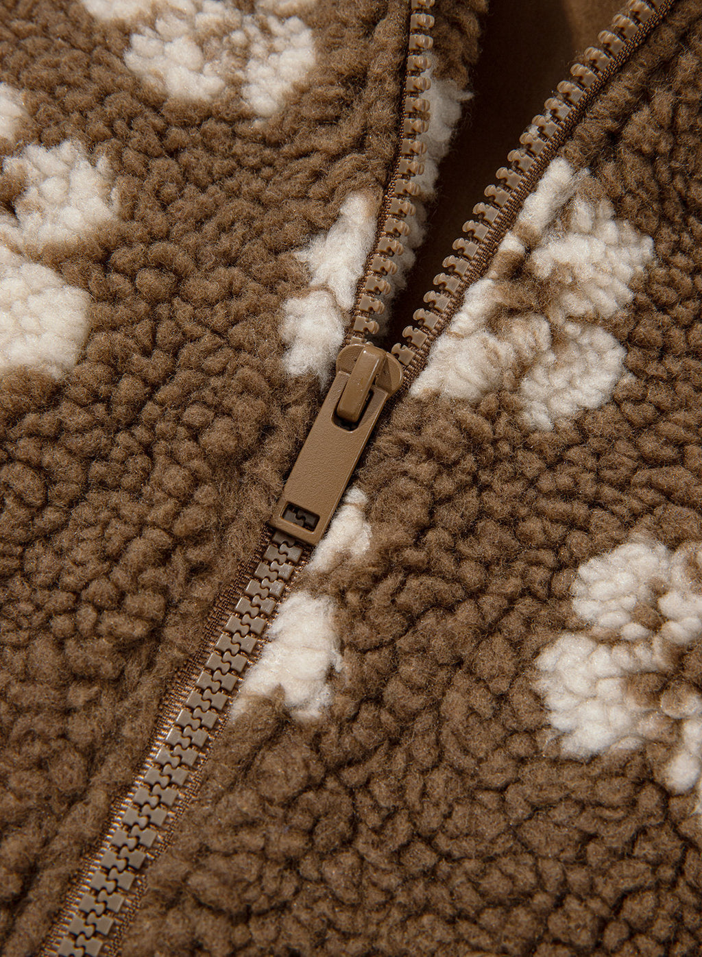 Zip Front Floral Sherpa Fleece Jacket