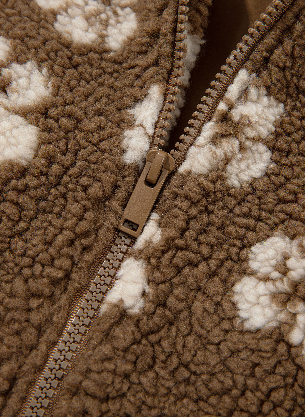 Zip Front Floral Sherpa Fleece Jacket