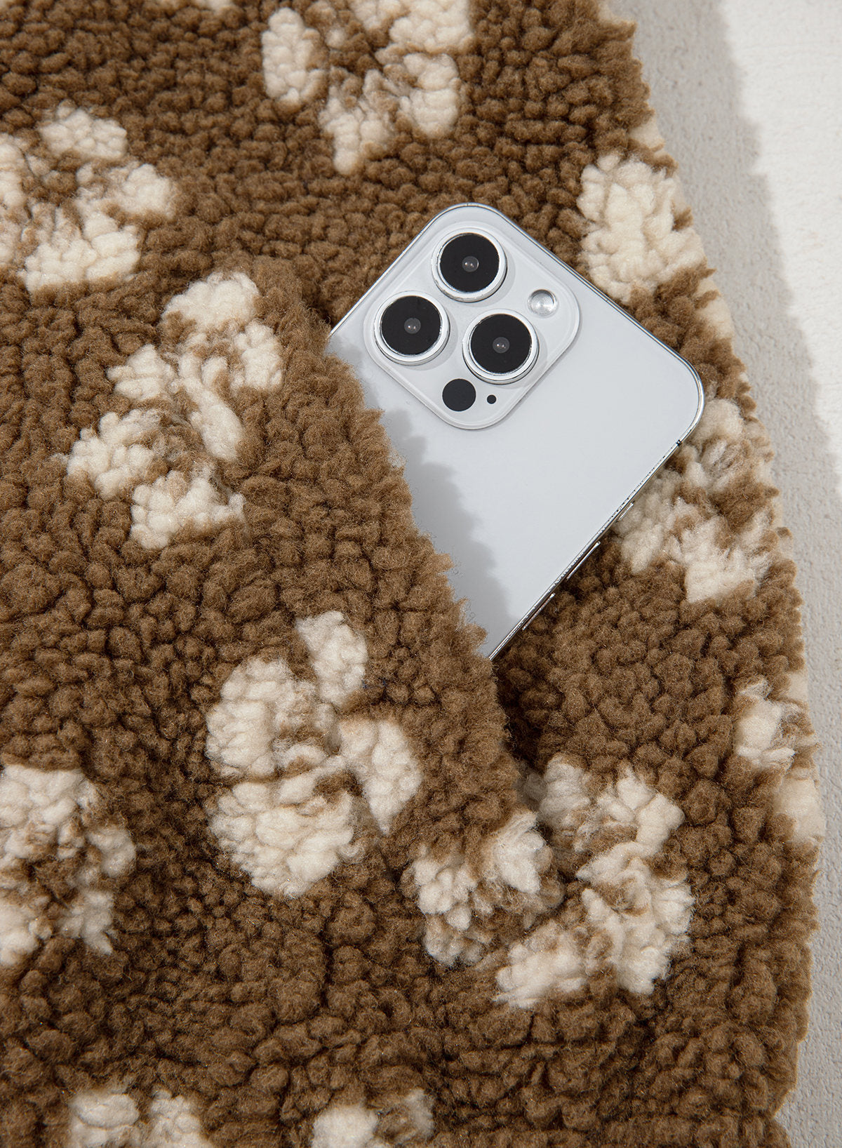 Zip Front Floral Sherpa Fleece Jacket