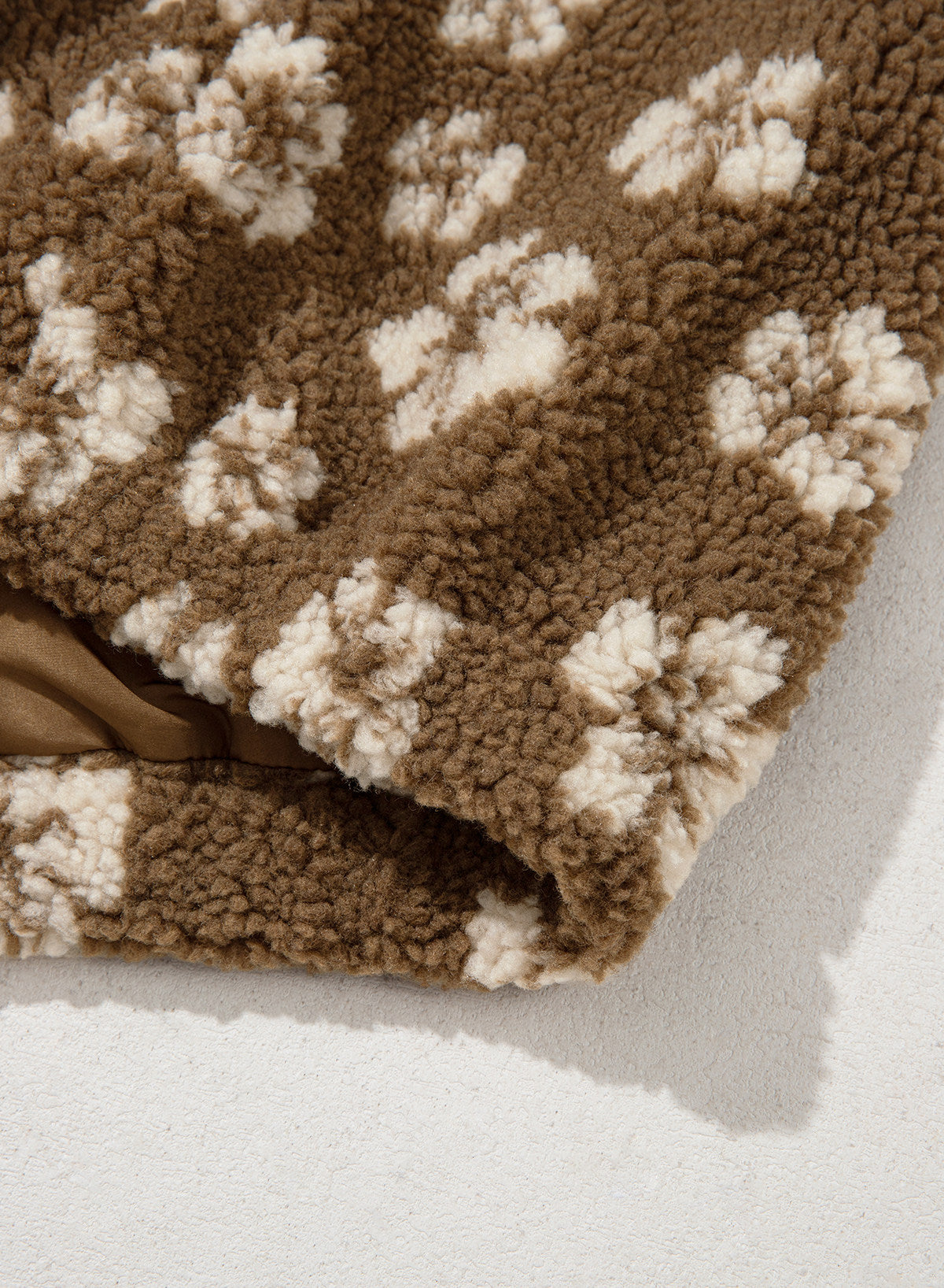 Zip Front Floral Sherpa Fleece Jacket