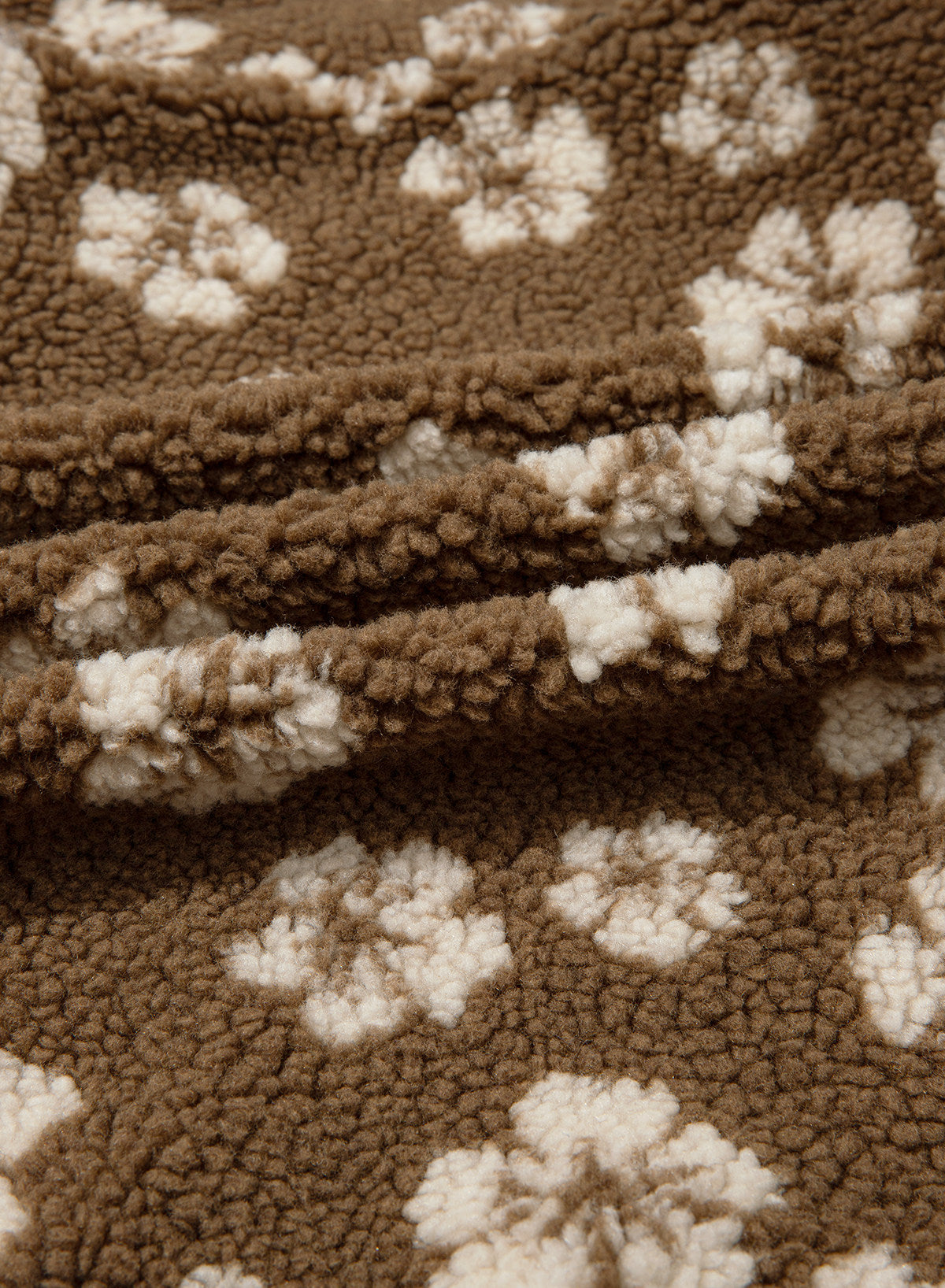Zip Front Floral Sherpa Fleece Jacket