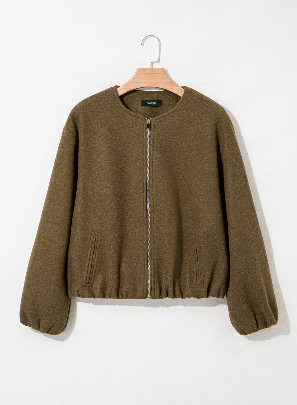 Bomber Jacket for Women Trendy Long Sleeve Coat with Pockets