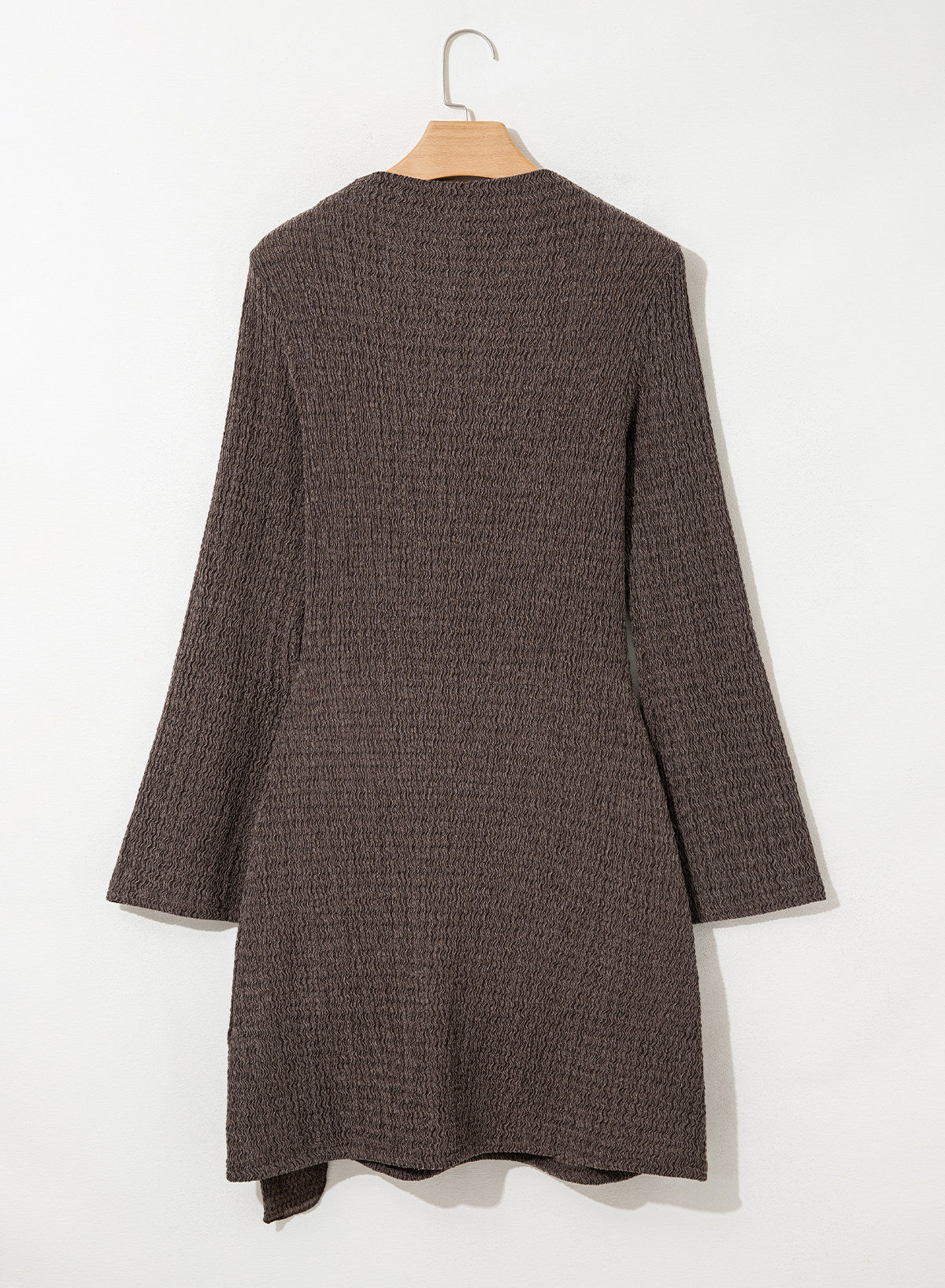 Womens Bell Long Sleeve Mock Neck Tie Waist Ruched Mini Dresses