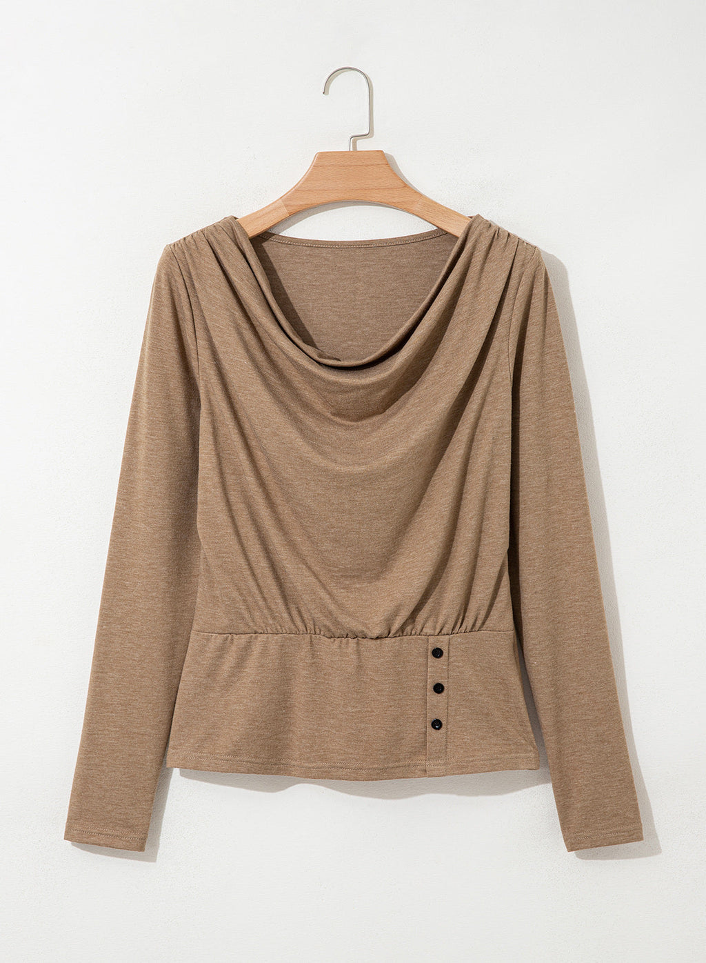 Women's Cowl Neck Long Sleeve Shirts Dressy Tops