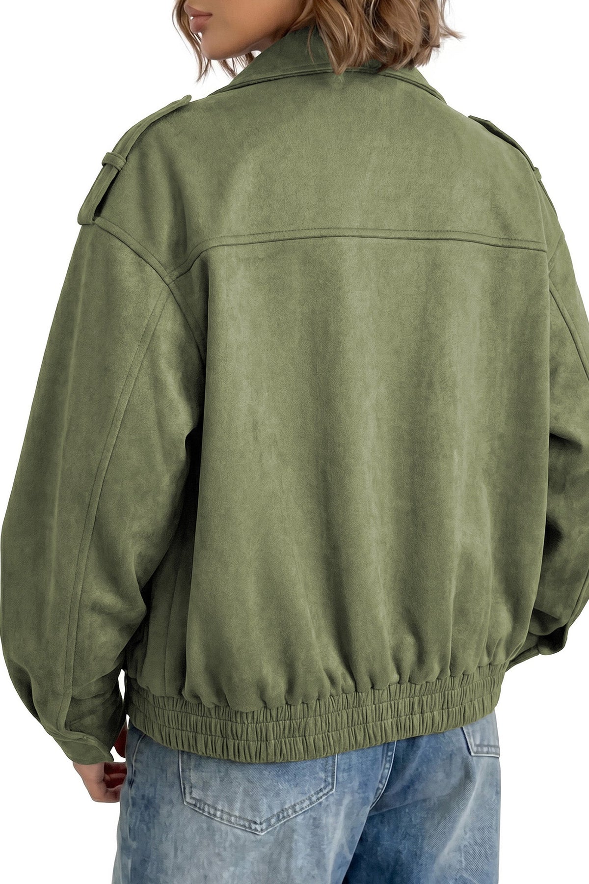 Dokotoo Womens Casual Cropped Bomber Jackets Trendy Solid Zip Up Coats
