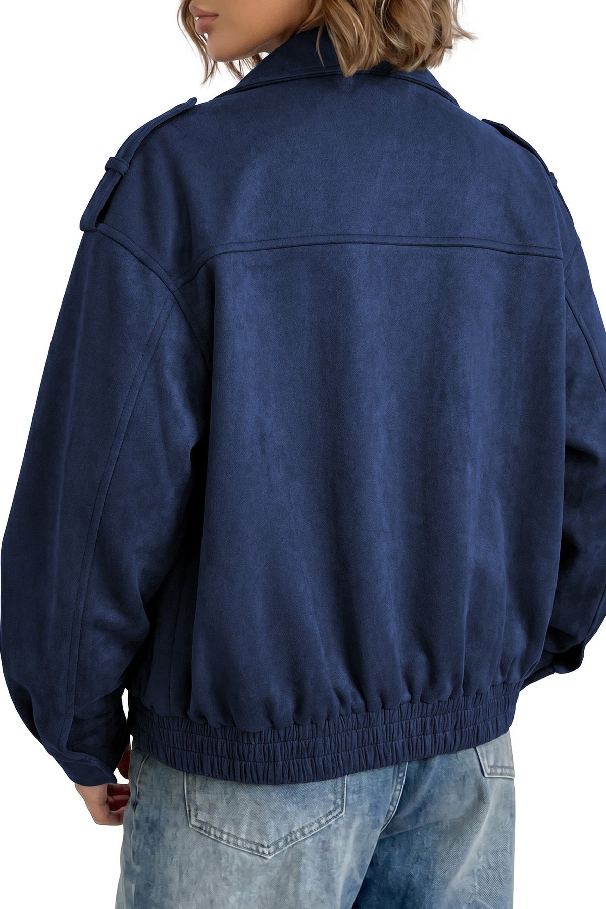 Dokotoo Womens Casual Cropped Bomber Jackets Trendy Solid Zip Up Coats