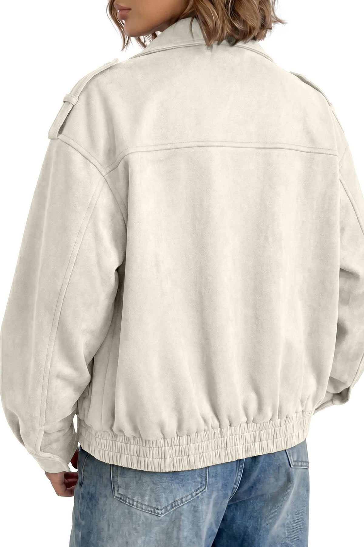 Dokotoo Womens Casual Cropped Bomber Jackets Trendy Solid Zip Up Coats