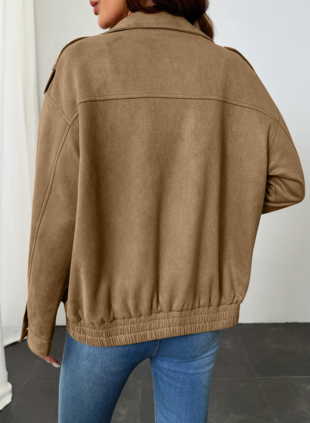 Dokotoo Womens Casual Cropped Bomber Jackets Trendy Solid Zip Up Coats