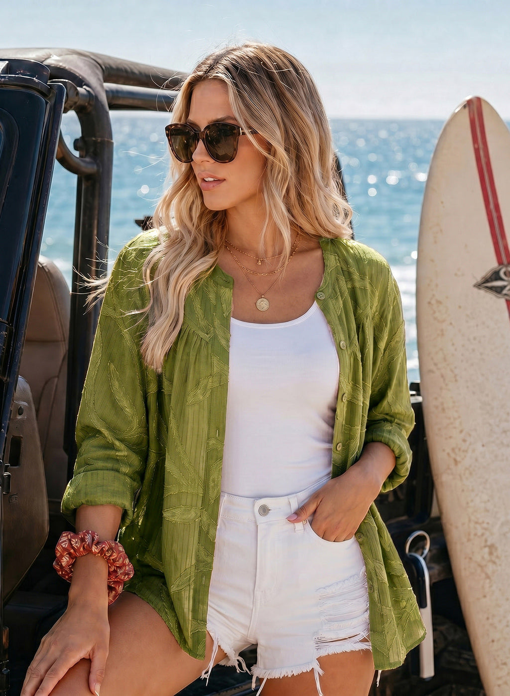 Womens Tops Casual Crewneck Boho Floral Button Down Shirts