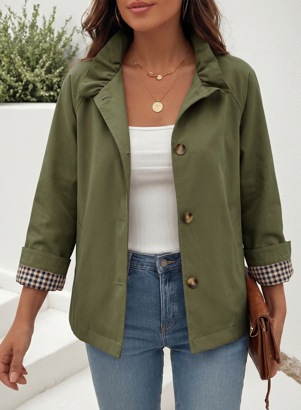 Dokotoo Womens Trench Coat Lightweight Single Breasted Jacket Outerwear