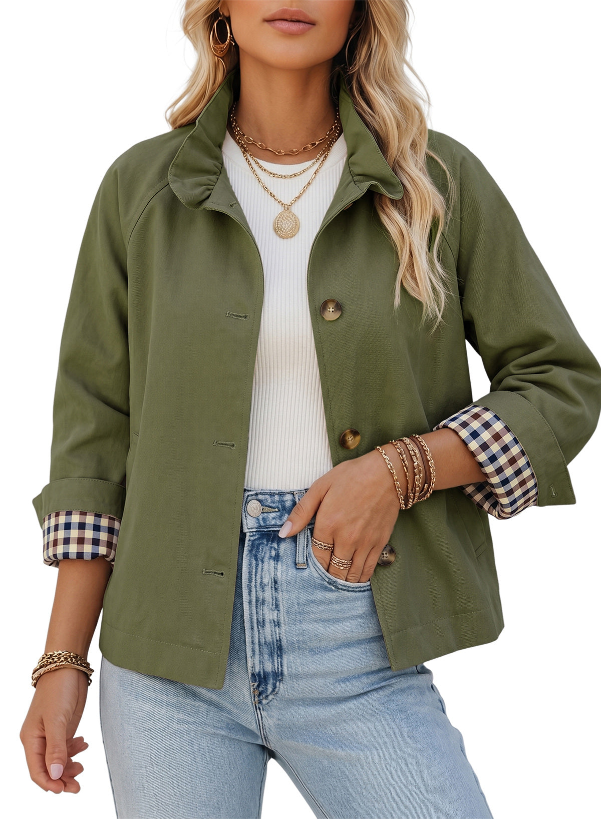 Dokotoo Womens Trench Coat Lightweight Single Breasted Jacket Outerwear