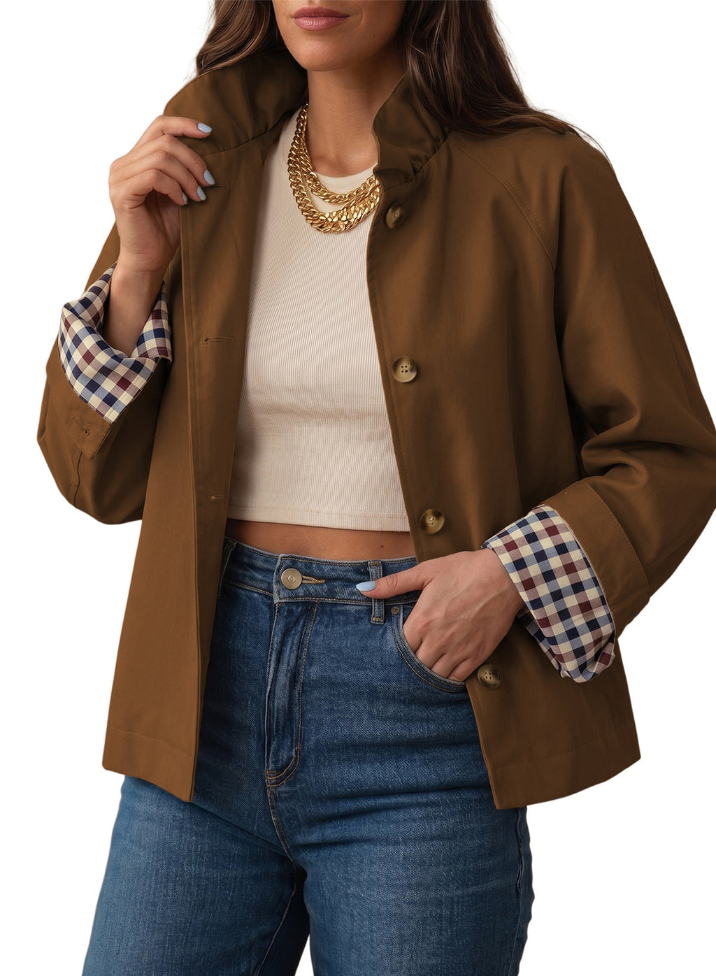 Dokotoo Womens Trench Coat Lightweight Single Breasted Jacket Outerwear