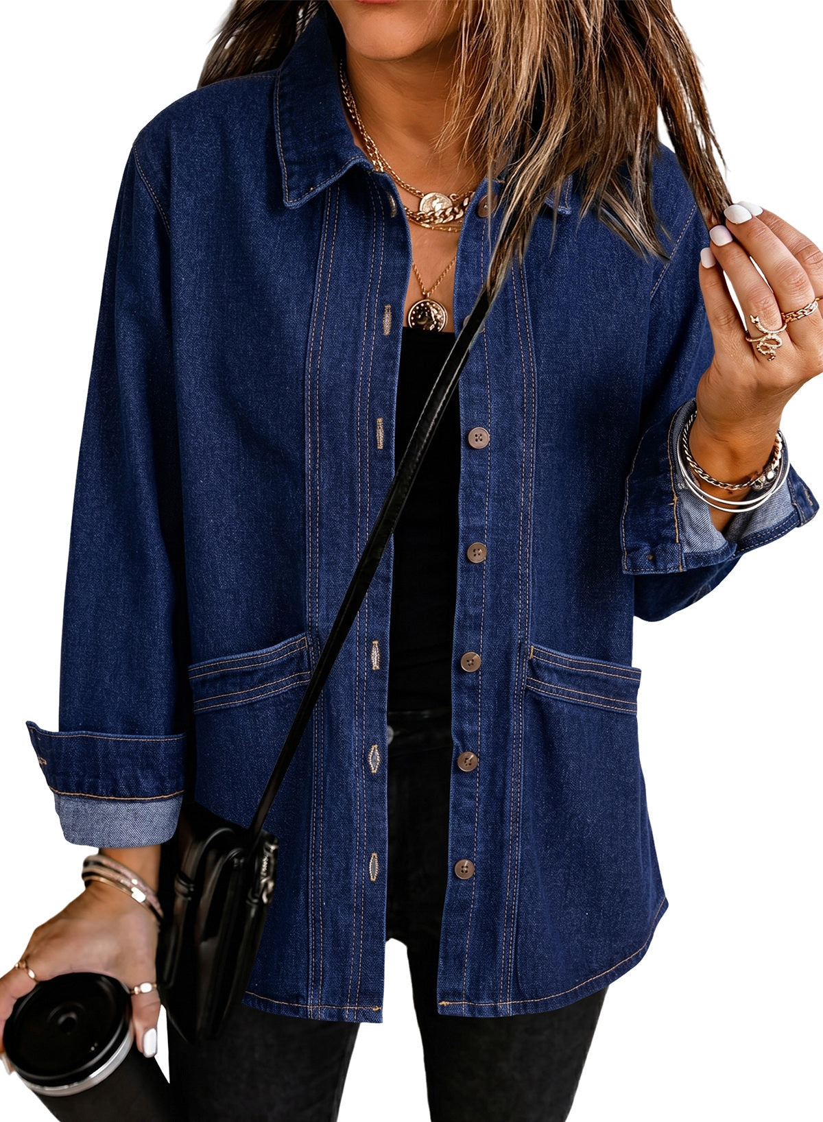 Dokotoo Womens Jean Jacket Denim Oversized Button Down Denim Jackets Coat