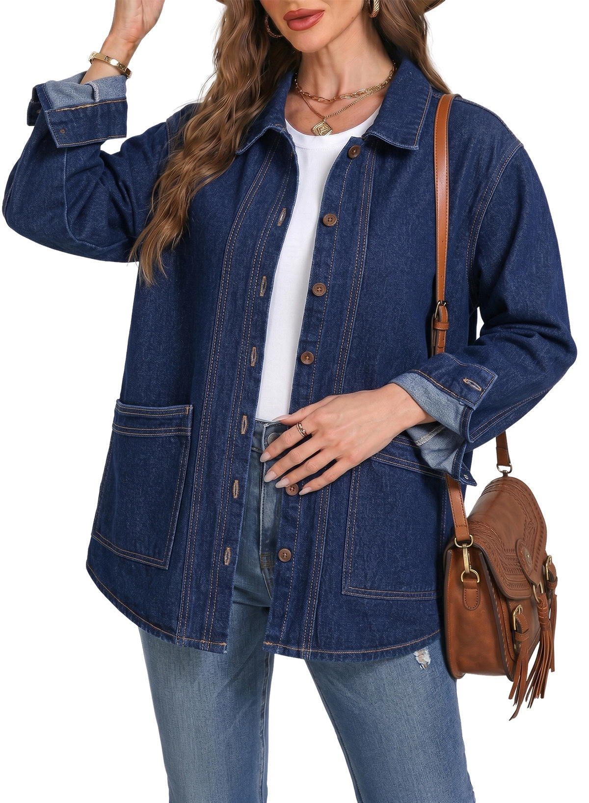Dokotoo Womens Jean Jacket Denim Oversized Button Down Denim Jackets Coat
