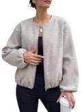 Bomber Jacket for Women Trendy Long Sleeve Coat with Pockets