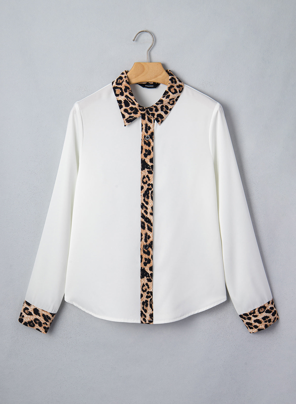 Dokotoo Womens Tops Business Casual Outfits Long Sleeve V Neck Button Down Shirts Satin Leopard Print Elegant Work Blouses