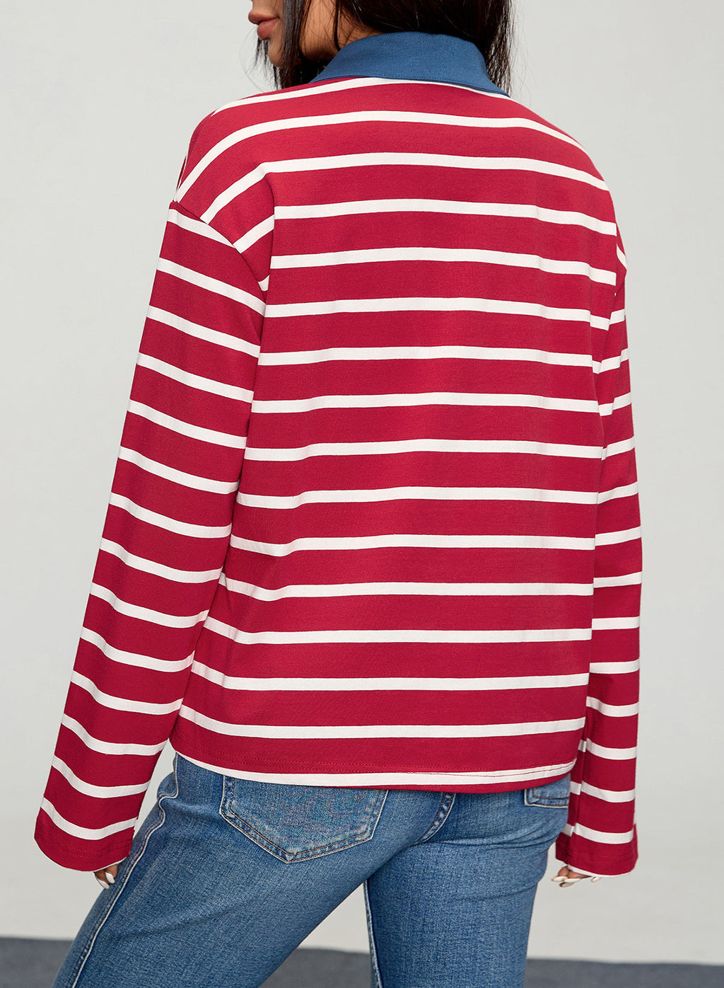 Dokotoo Womens Tops Long Sleeve Striped Color Block Button Down Shirts