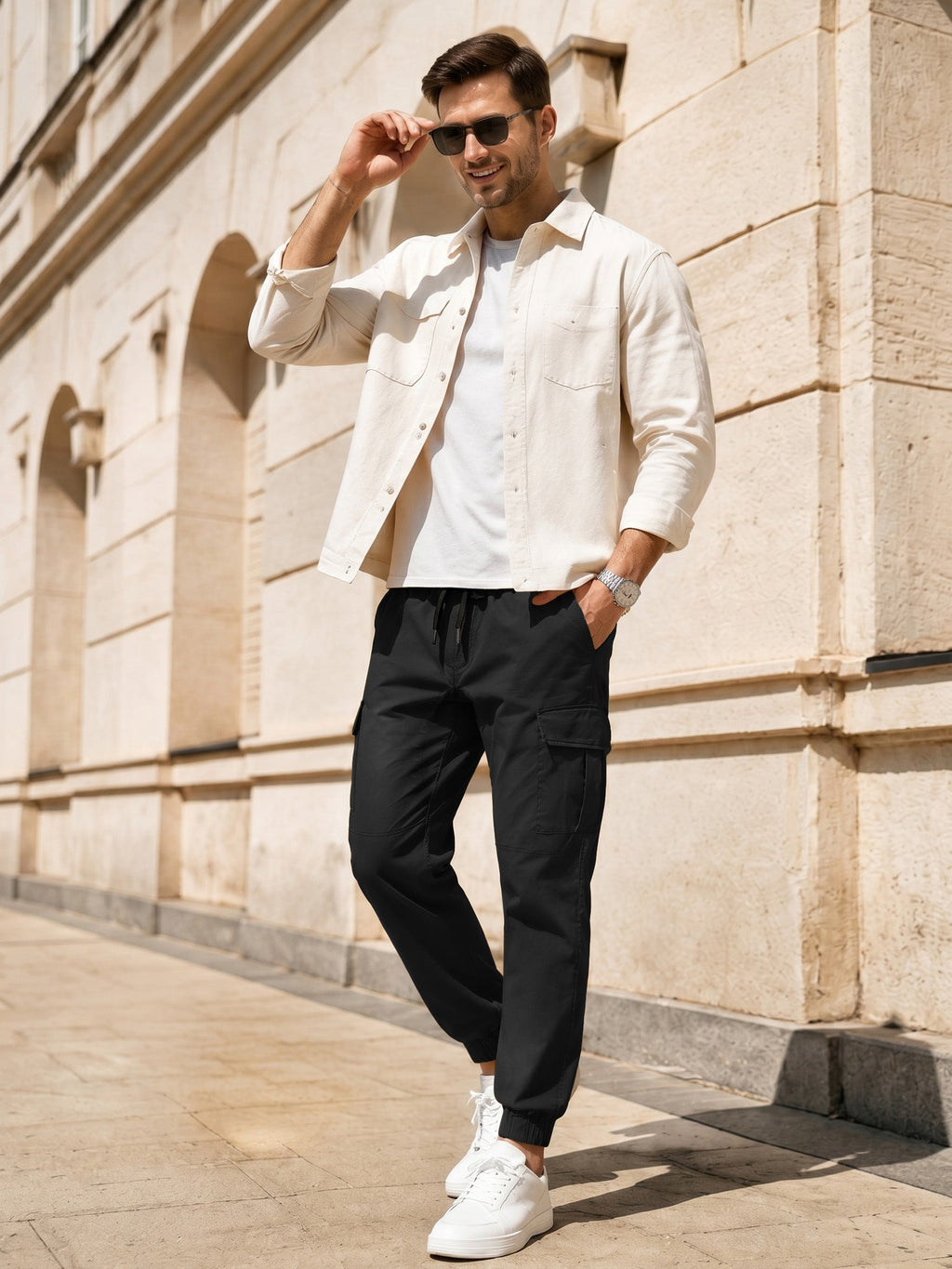 Dokotoo Men Men's Cotton Cargo Joggers Slim Fit Work Pants