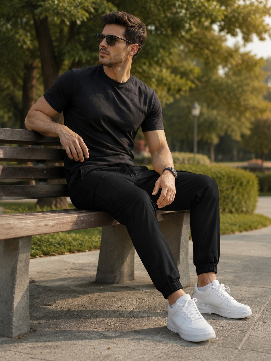 Dokotoo Men Men's Cotton Cargo Joggers Slim Fit Work Pants