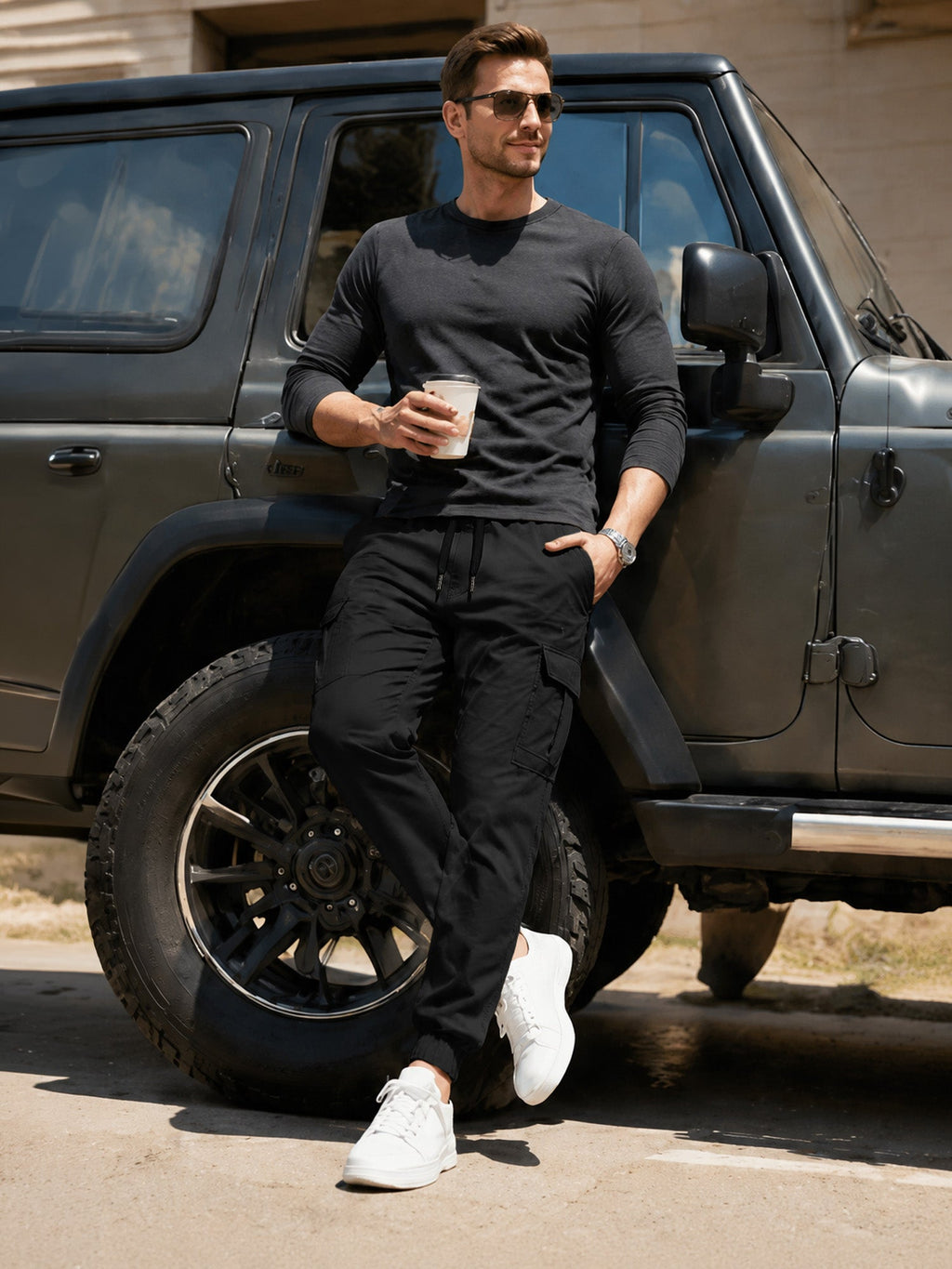 Dokotoo Men Men's Cotton Cargo Joggers Slim Fit Work Pants
