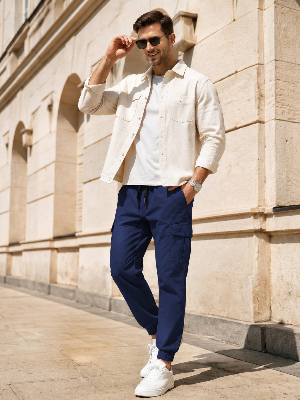 Dokotoo Men Men's Cotton Cargo Joggers Slim Fit Work Pants