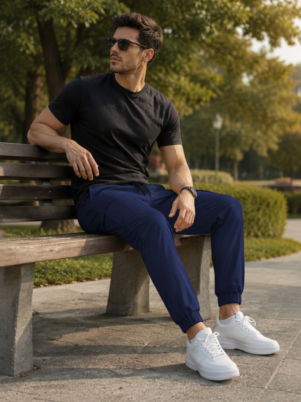 Dokotoo Men Men's Cotton Cargo Joggers Slim Fit Work Pants