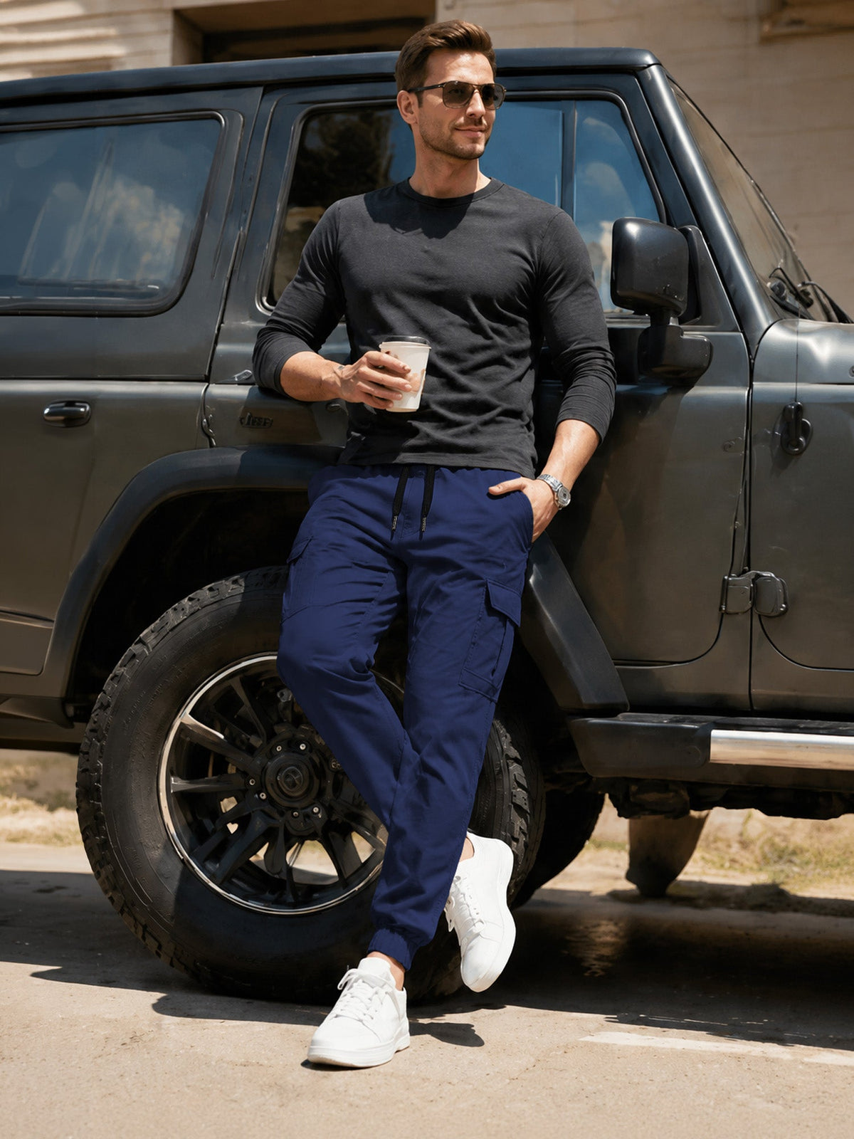 Dokotoo Men Men's Cotton Cargo Joggers Slim Fit Work Pants