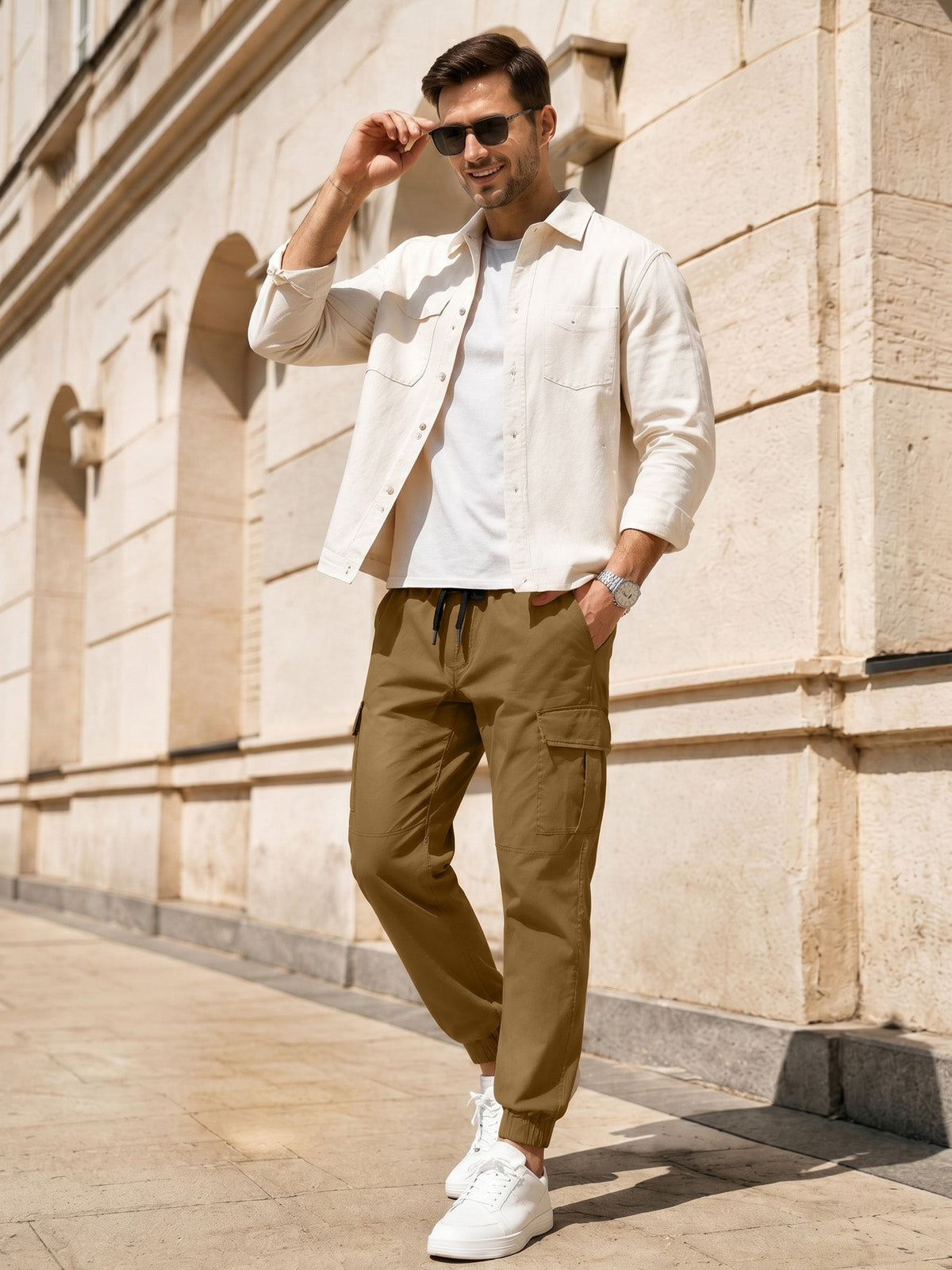 Dokotoo Men Men's Cotton Cargo Joggers Slim Fit Work Pants