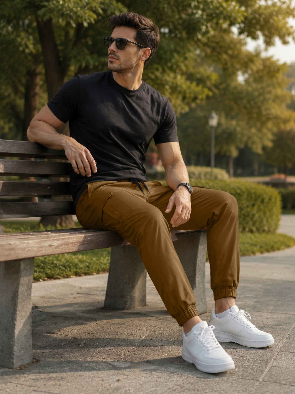 Dokotoo Men Men's Cotton Cargo Joggers Slim Fit Work Pants