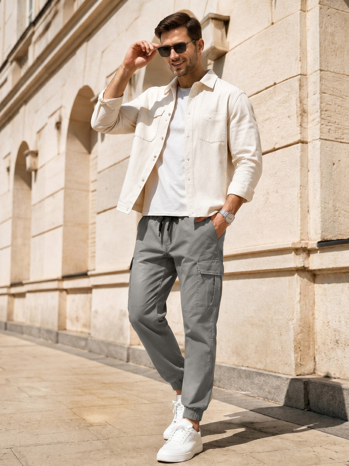 Dokotoo Men Men's Cotton Cargo Joggers Slim Fit Work Pants